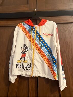 🦁 Disney Animal Kingdom Windbreaker Jacket Sz M — Fichwa Fellow Mickey
